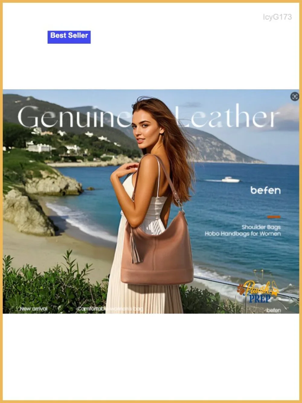 Genuine Leather Hobo Crossbody Bag with Fringe, Two Straps, Zipper Pockets